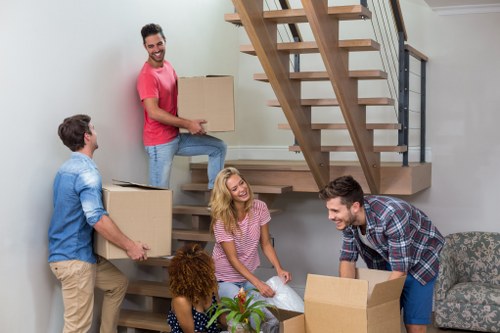 Boxes and packing supplies prepared for a Fitzrovia home move
