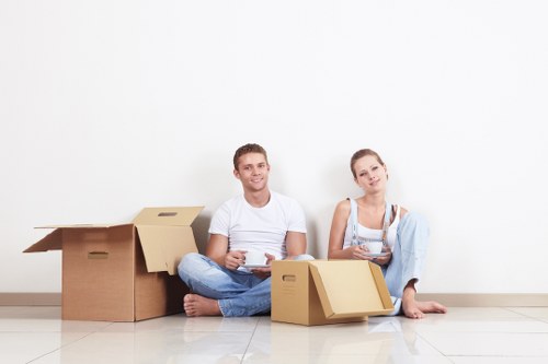 Packed boxes and furniture ready for house removals in Fitzrovia
