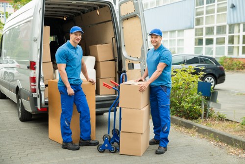 Packed boxes and furniture ready for a Fitzrovia home removal
